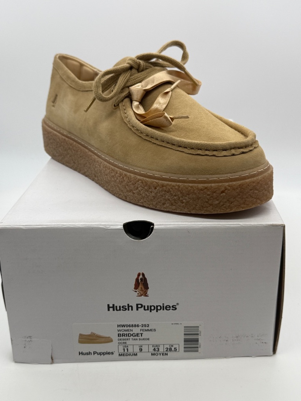 Hush Puppies Bridget tan suede platform loafer